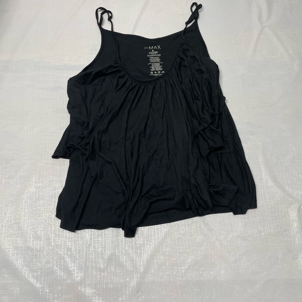 To the Max Black Sleeveless Gathered Camisole